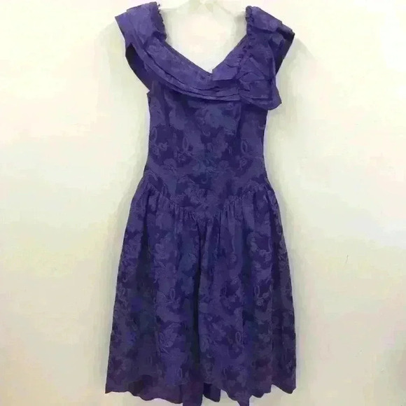 VTG ILGWU Union Made Purple Floral Paisley Jacquard Queen Majesty Dress